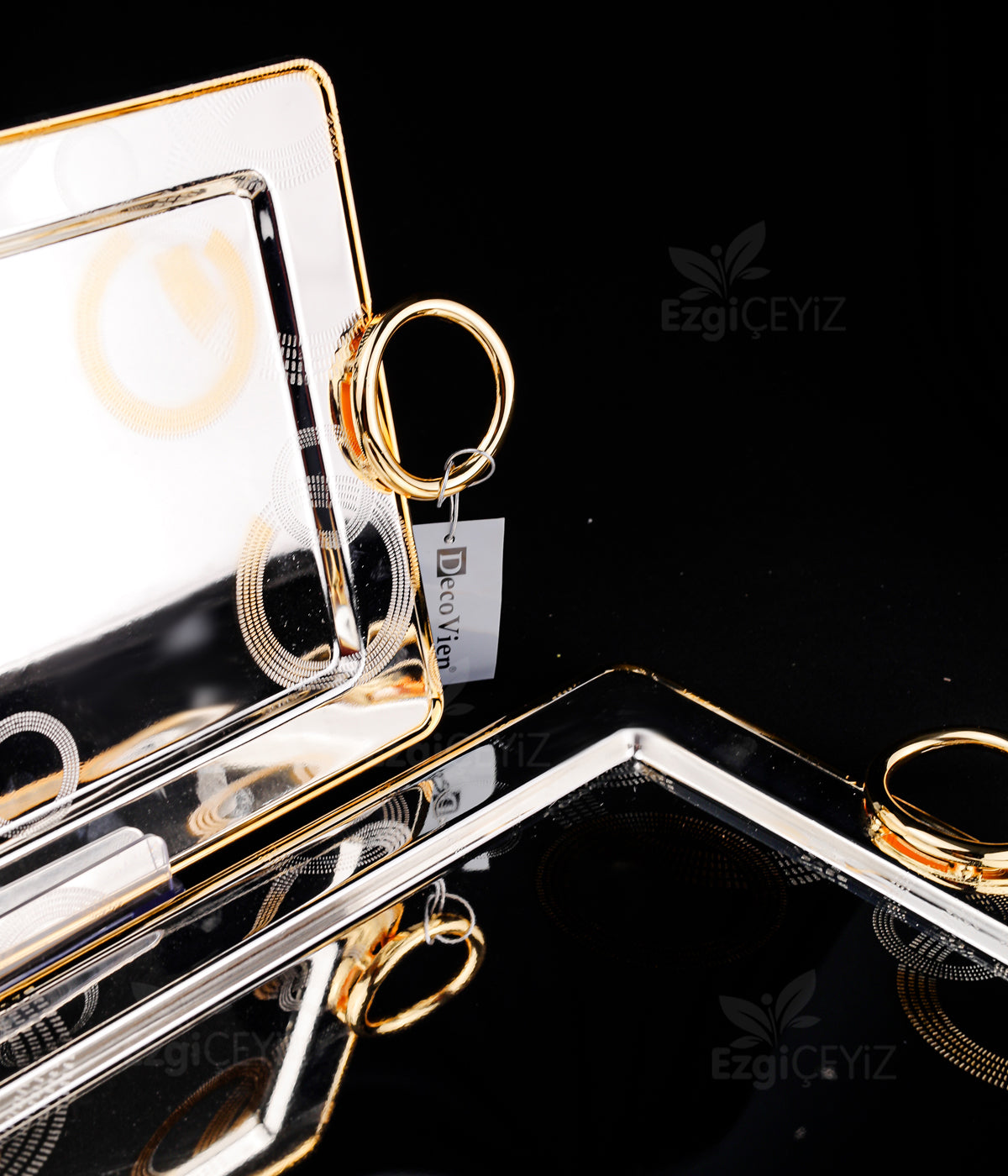 Decovien Gold Kulplu Sadece Çelik Tepsi
