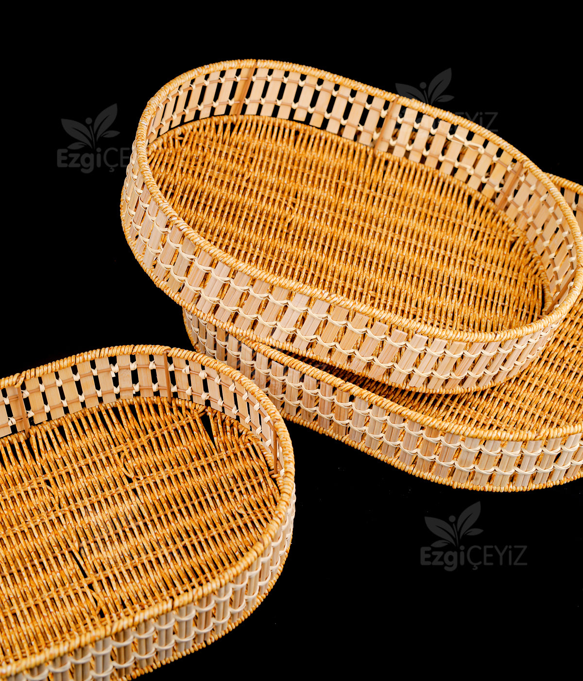3 lü oval hasır tepsi