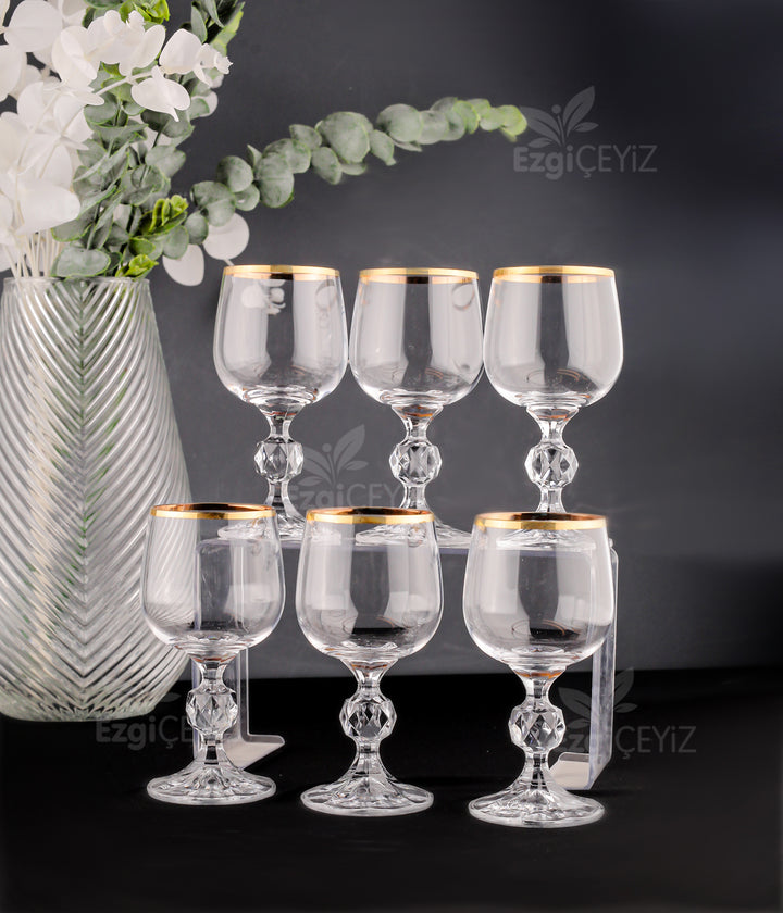 Bohemia Kristal Ayaklı Yaldız Kahve Yanı Su Bardağı