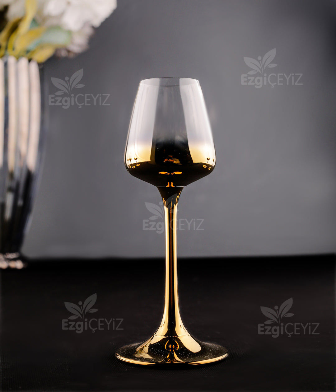 Corvus 6 Kişilik Ayna Gold Kahve Yanı Su Bardağı
