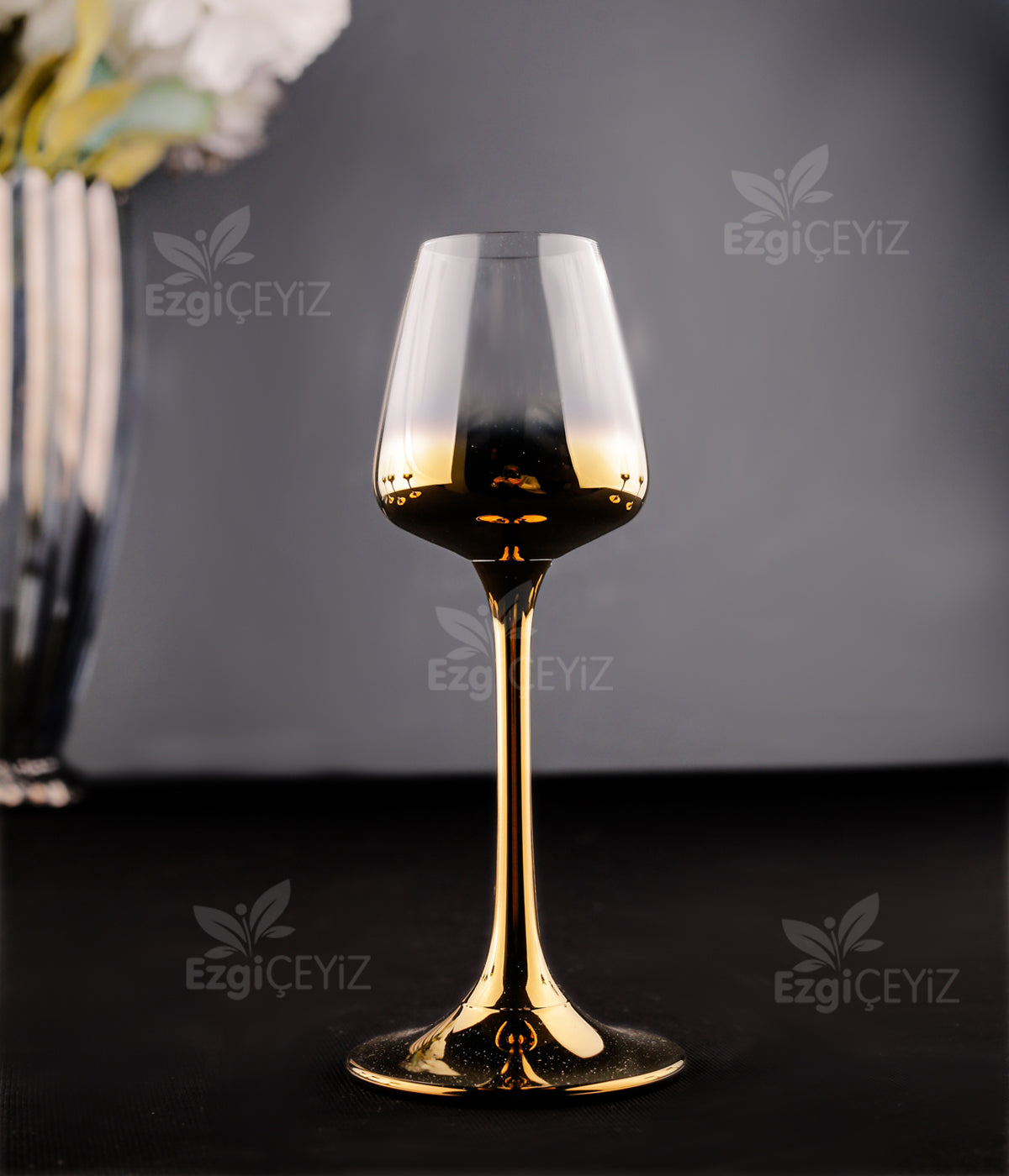 Corvus 6 Kişilik Ayna Gold Kahve Yanı Su Bardağı