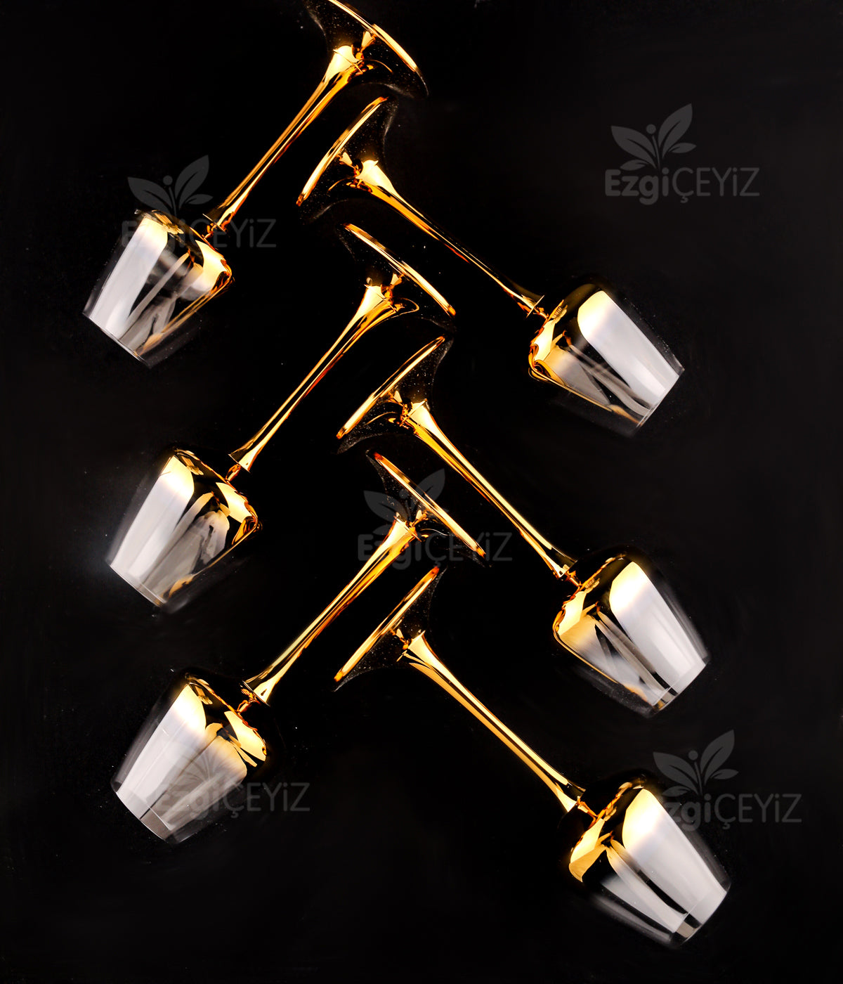 Corvus 6 Kişilik Ayna Gold Kahve Yanı Su Bardağı