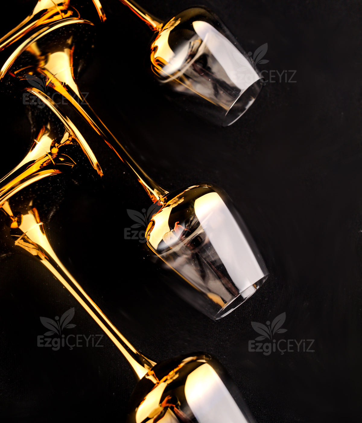 Corvus 6 Kişilik Ayna Gold Kahve Yanı Su Bardağı