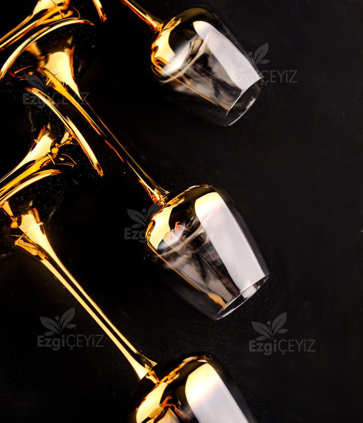 Corvus 6 Kişilik Ayna Gold Kahve Yanı Su Bardağı