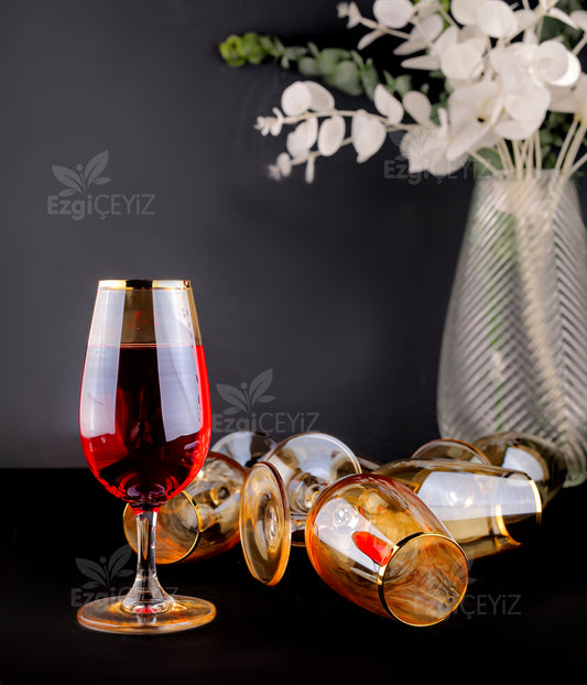 Elegance Honey Takımı 6'lı Kehribar Meşrubat Bardağı