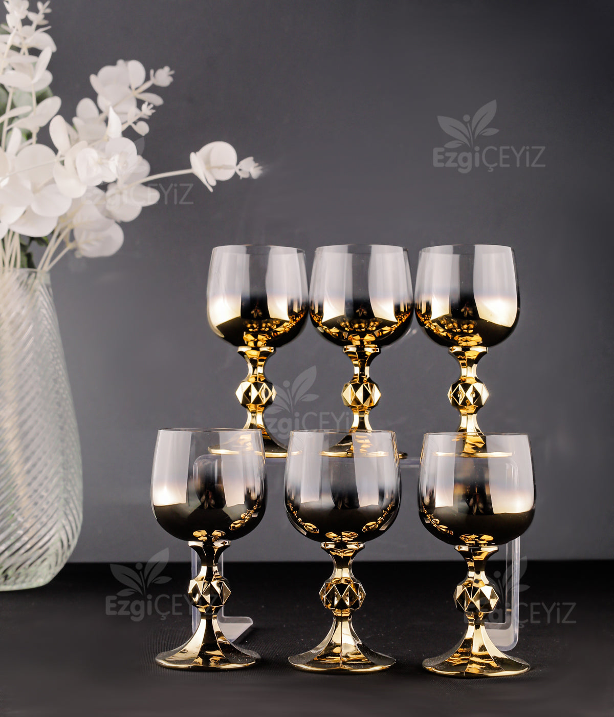 Crystalıte 6'lı Gold Kahve Yanı Su Bardağı 150 Cc