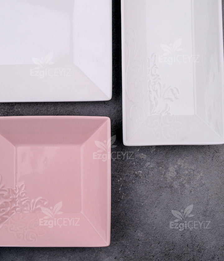 Karaca Forever Bone Trend Emboss Porselen 6 Kişilik 32 Parça Kahvaltı Takımı Pink