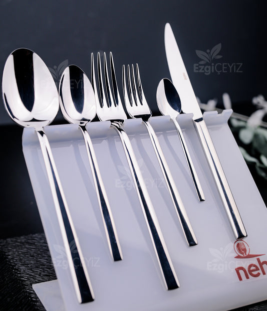 Nehir Dalyan Sade 12 Kişilik 72 Parça Kutulu Çatal Kaşık Bıçak Takımı