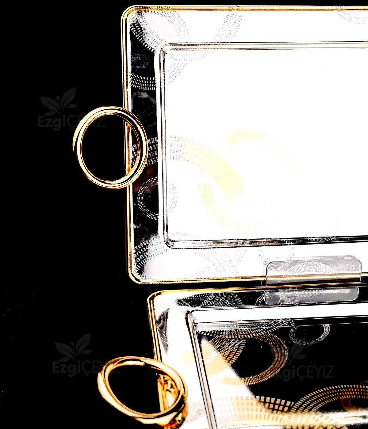 Decovien Gold Kulplu Sadece Çelik Tepsi