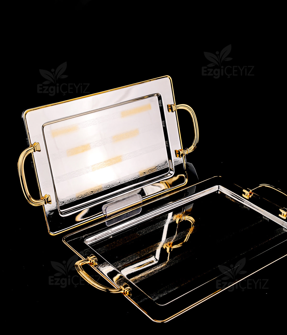 Decovien Gold Kulplu Sadece Çelik Tepsi
