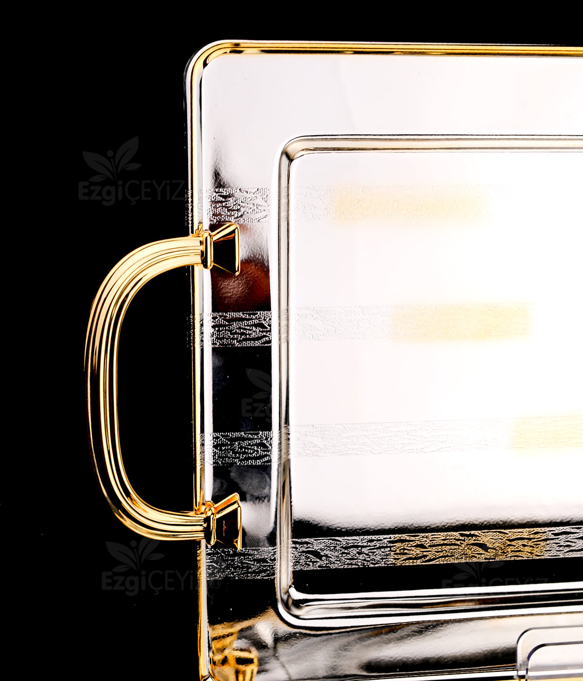 Decovien Gold Kulplu Sadece Çelik Tepsi