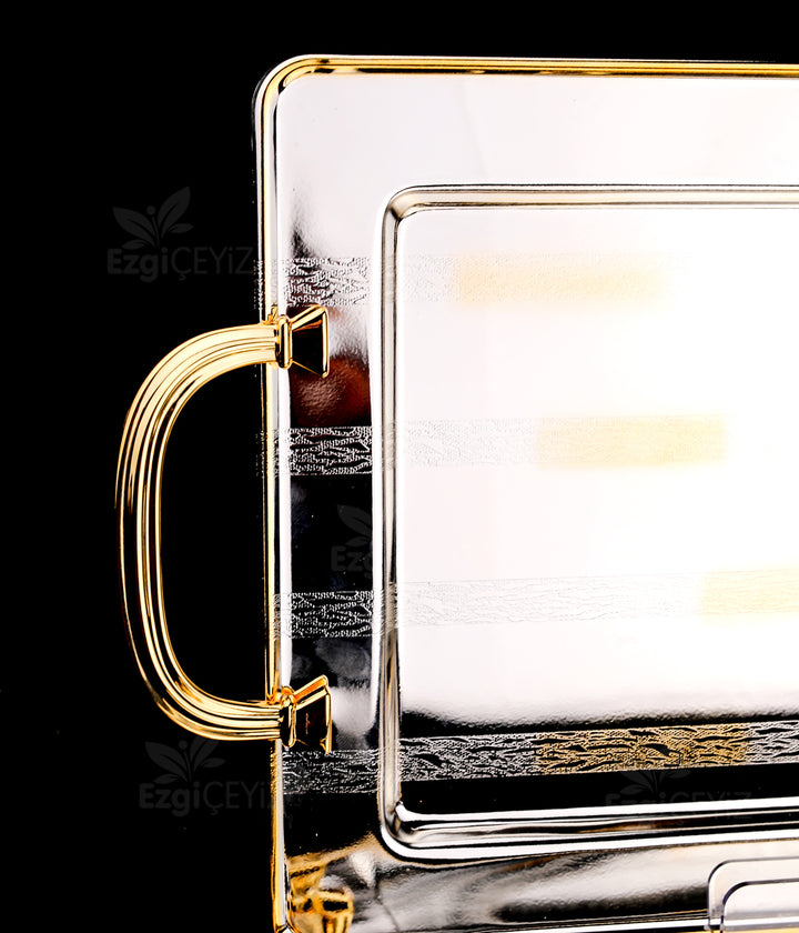 Decovien Gold Kulplu Sadece Çelik Tepsi