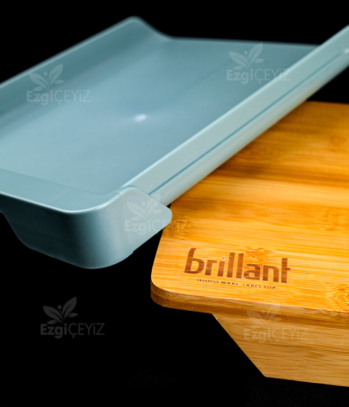 Brillant Bambu Kesme Tahtası – Kaydırmaz ve Gri Çekmeceli Sebze & Meyve Doğrama Tahtası