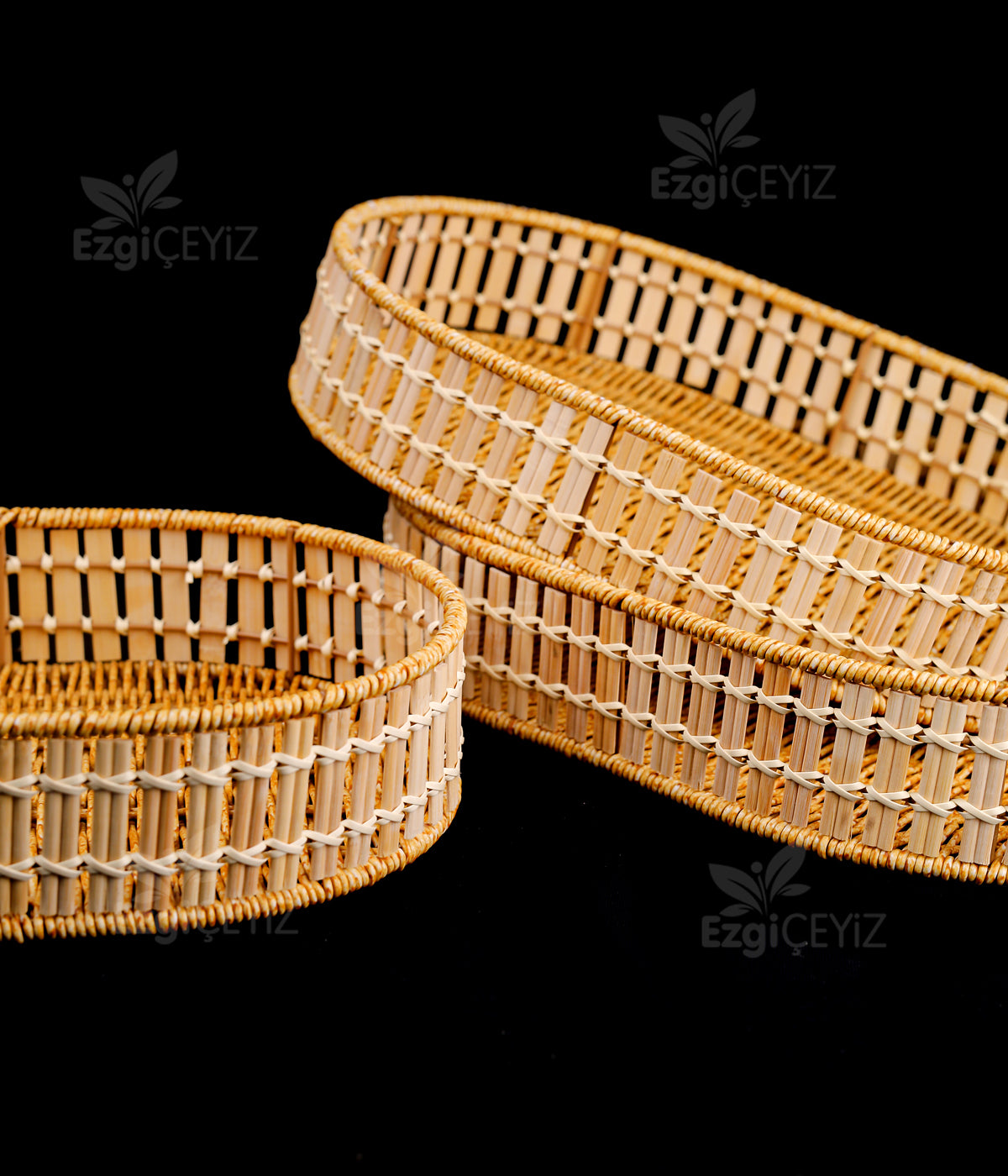 3 lü oval hasır tepsi