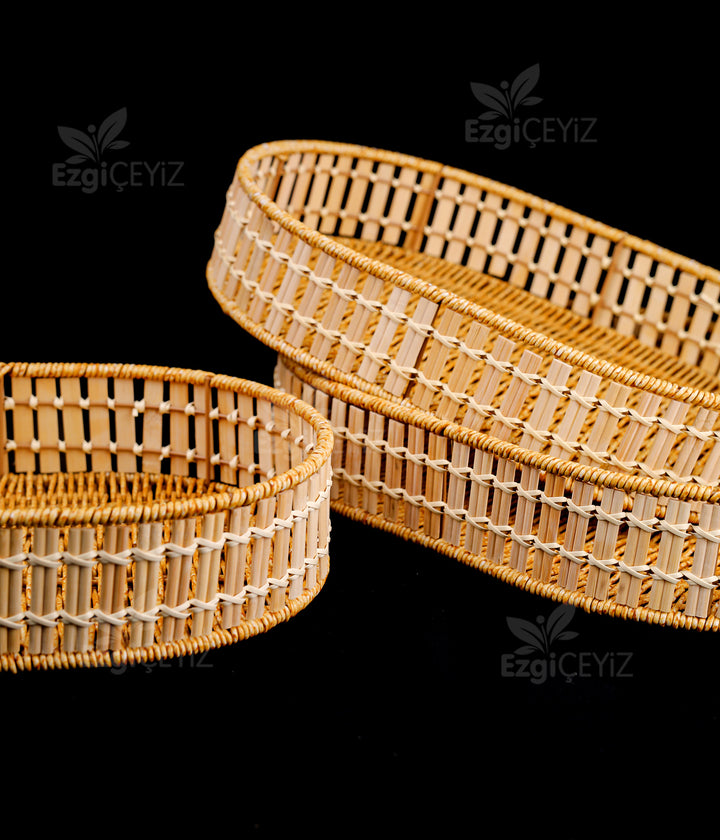 3 lü oval hasır tepsi