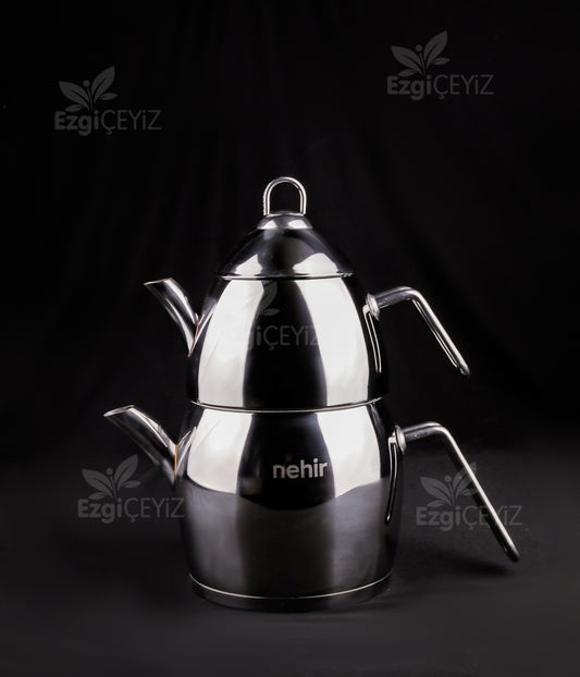 Nehir Florina Maxi Büyük Boy Paslanmaz Çelik 1.15-2.25 Lt. Çaydanlık Takımı