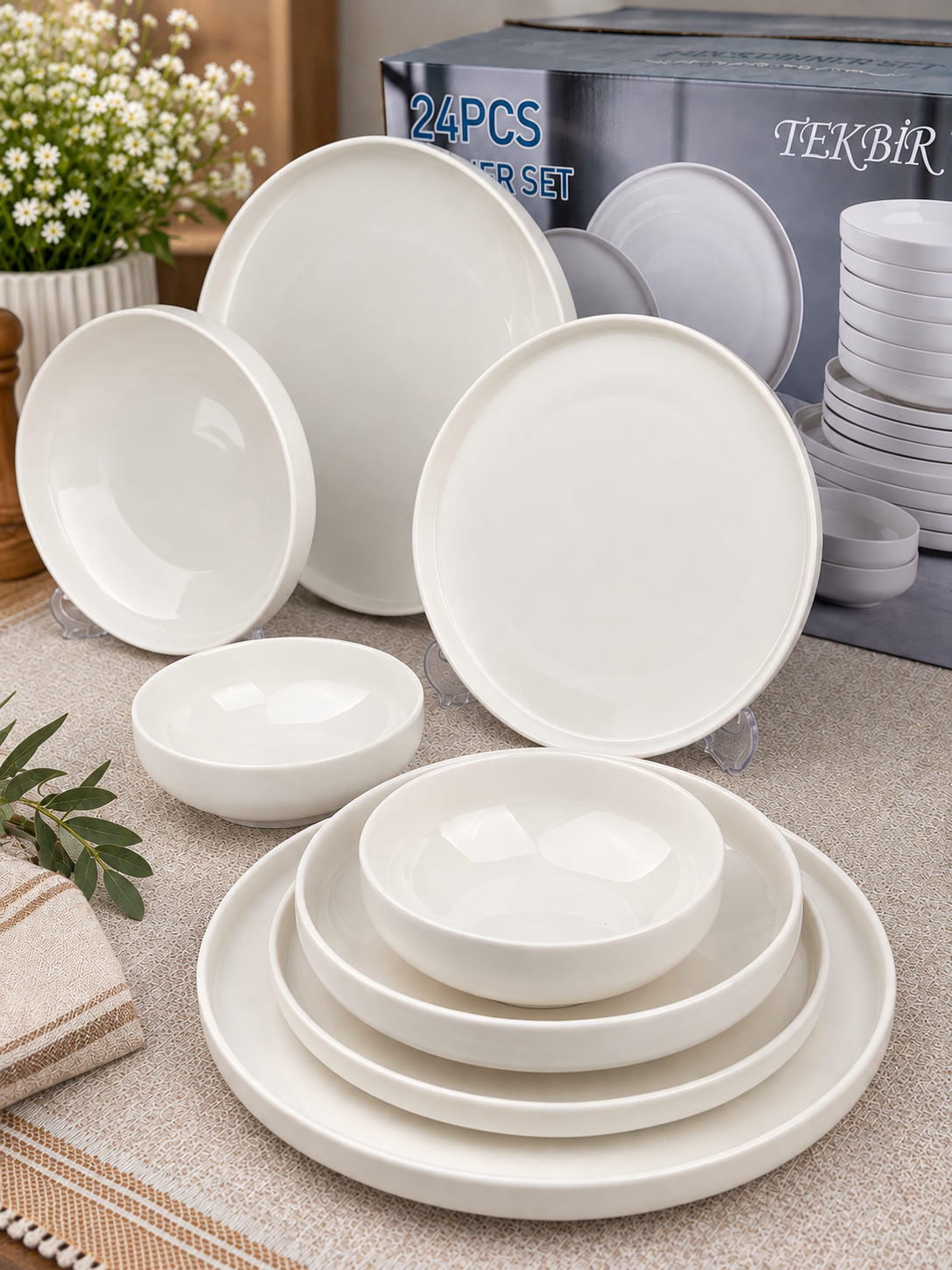 TEKBİR 24 Parça Porselen Yemek Takımı – 6 Kişilik