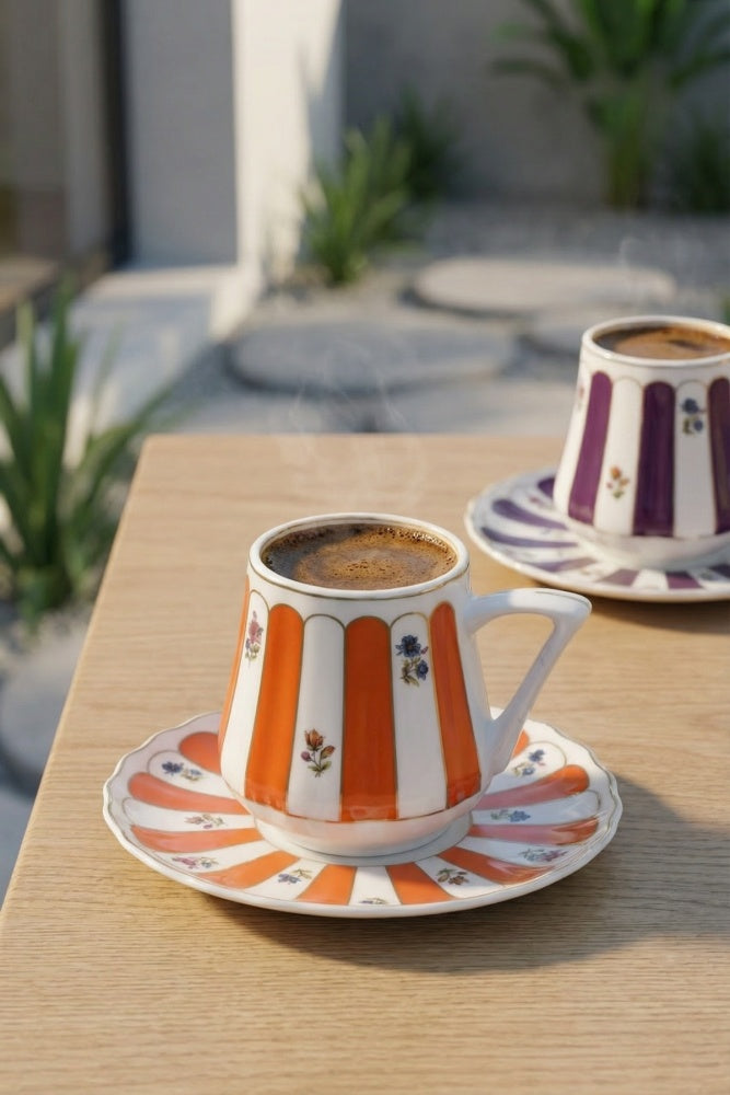 Acar - Anita 6 Kişilik Porselen Kahve Fincan Takımı - 90 ml
