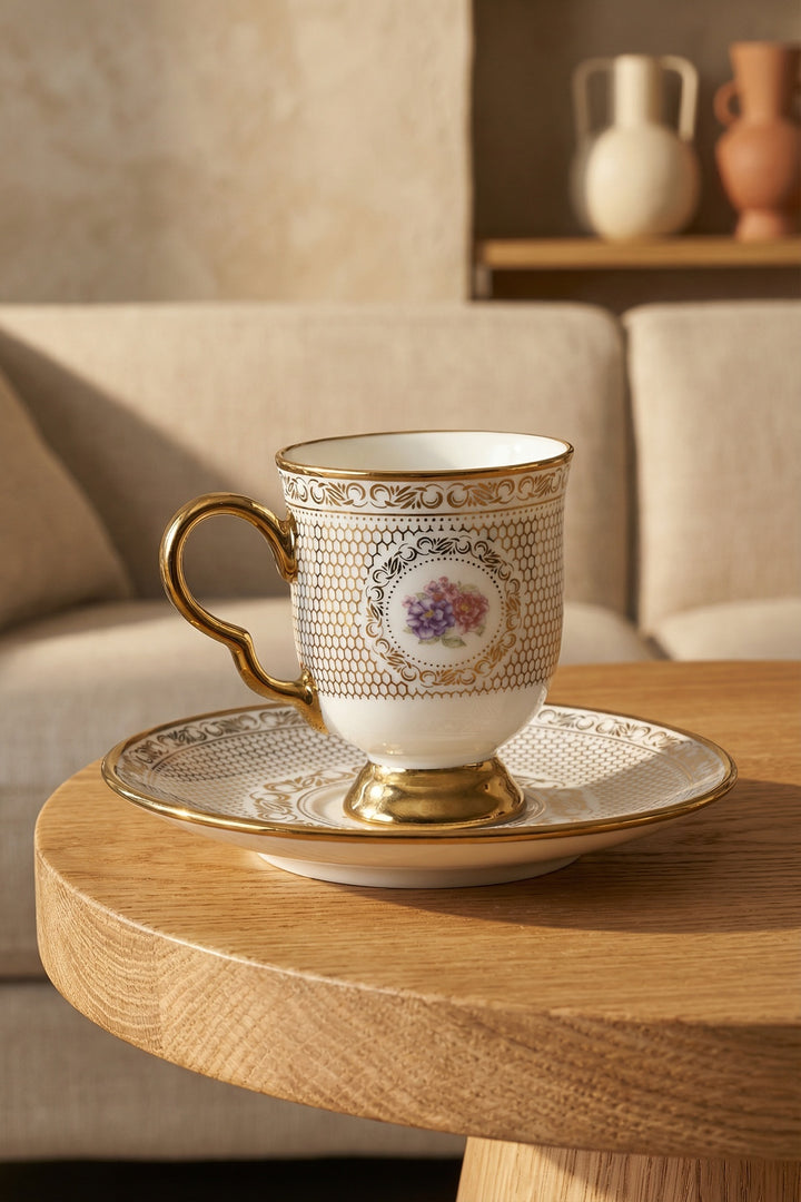 Acar Fiona 6 Kişilik Porselen Kahve Fincanı Takımı - 90 ml
