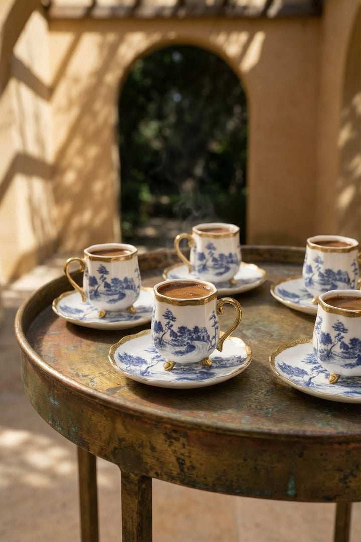 Solana 6 Kişilik Porselen Kahve Fincan Takımı - 90 ml