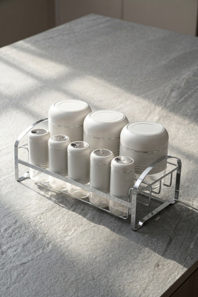Acar Jade 8 li Standlı Baharatlık Seti Krem