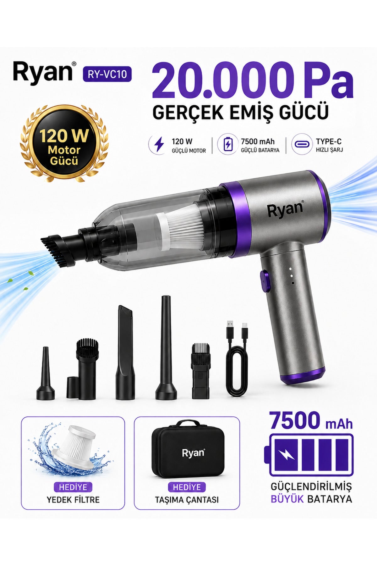 Ryan Dyson Şarjlı Oto Süpürge