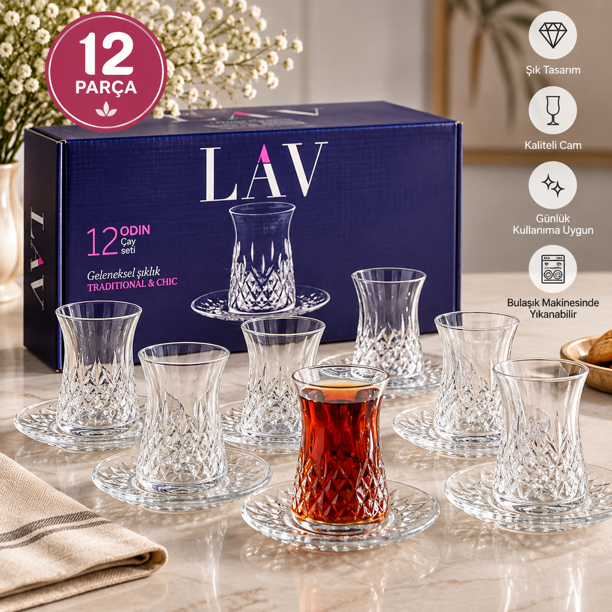 LAV ODIN 12 PARÇA ÇAY SETİ ☕✨