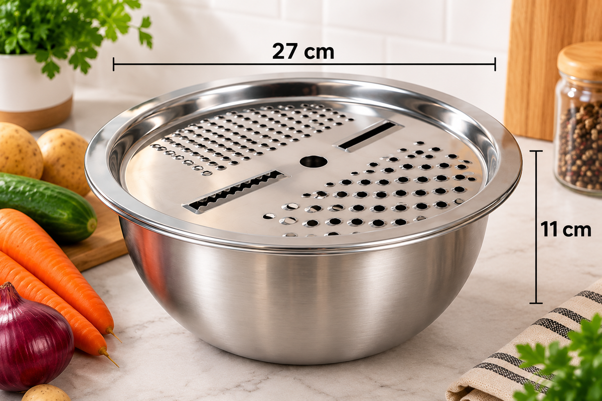 Çelik Rendeli Karıştırma Kabı – 27 cm