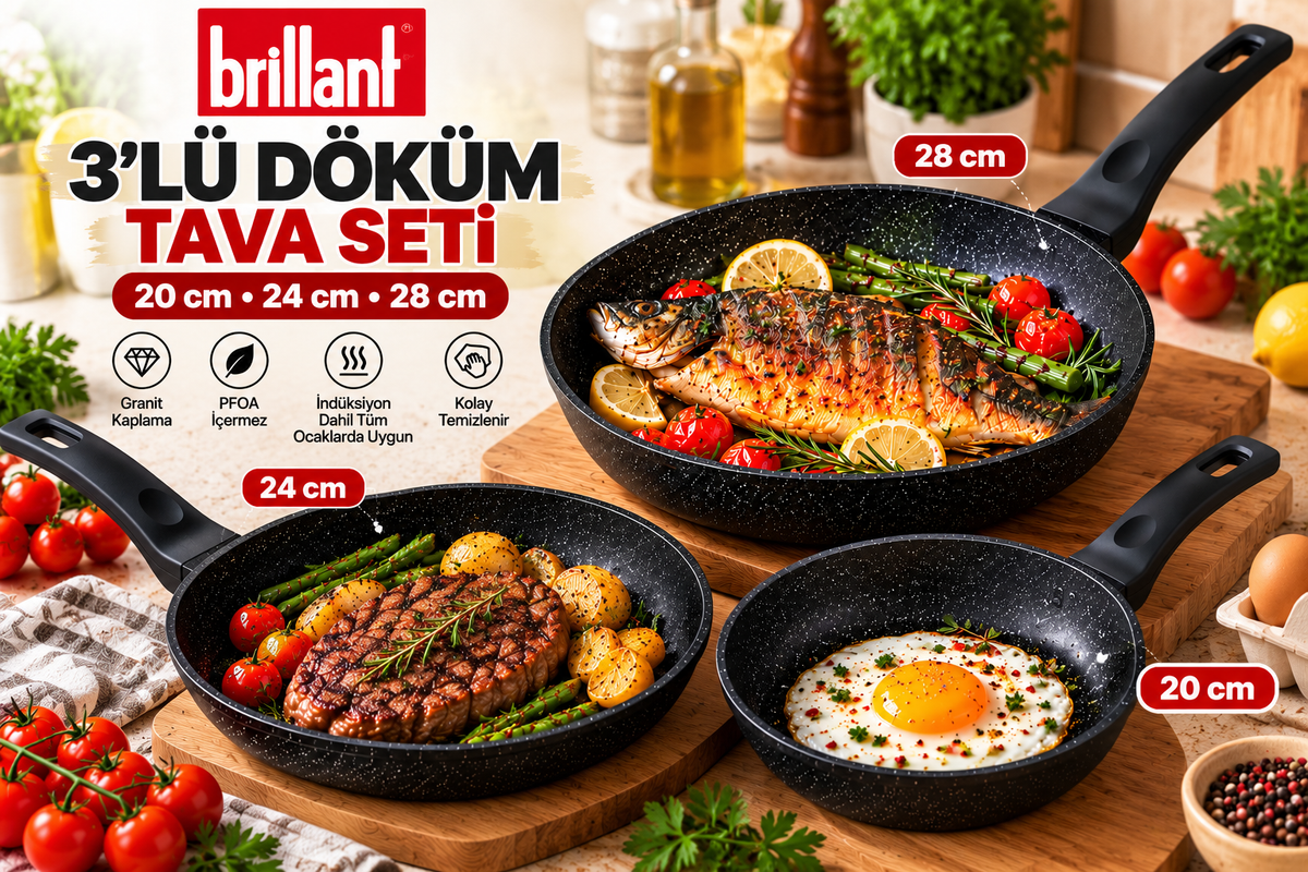 3’lü Döküm Tava
