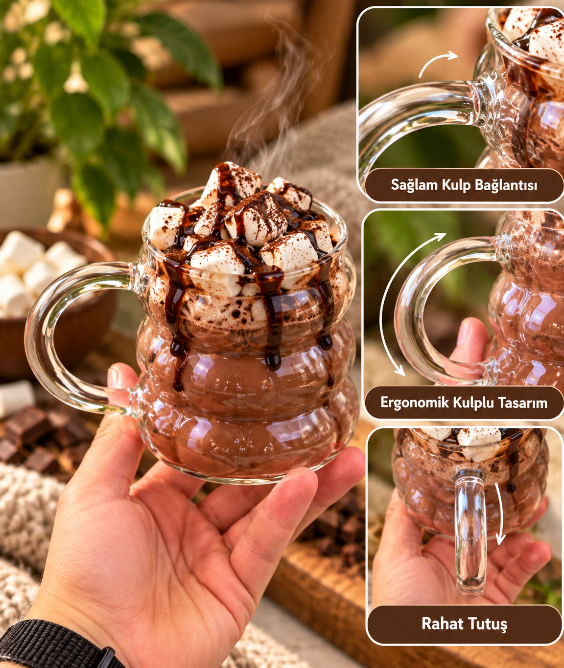 ÜZÜM MODEL KULPLU CAM BARDAK 350ml