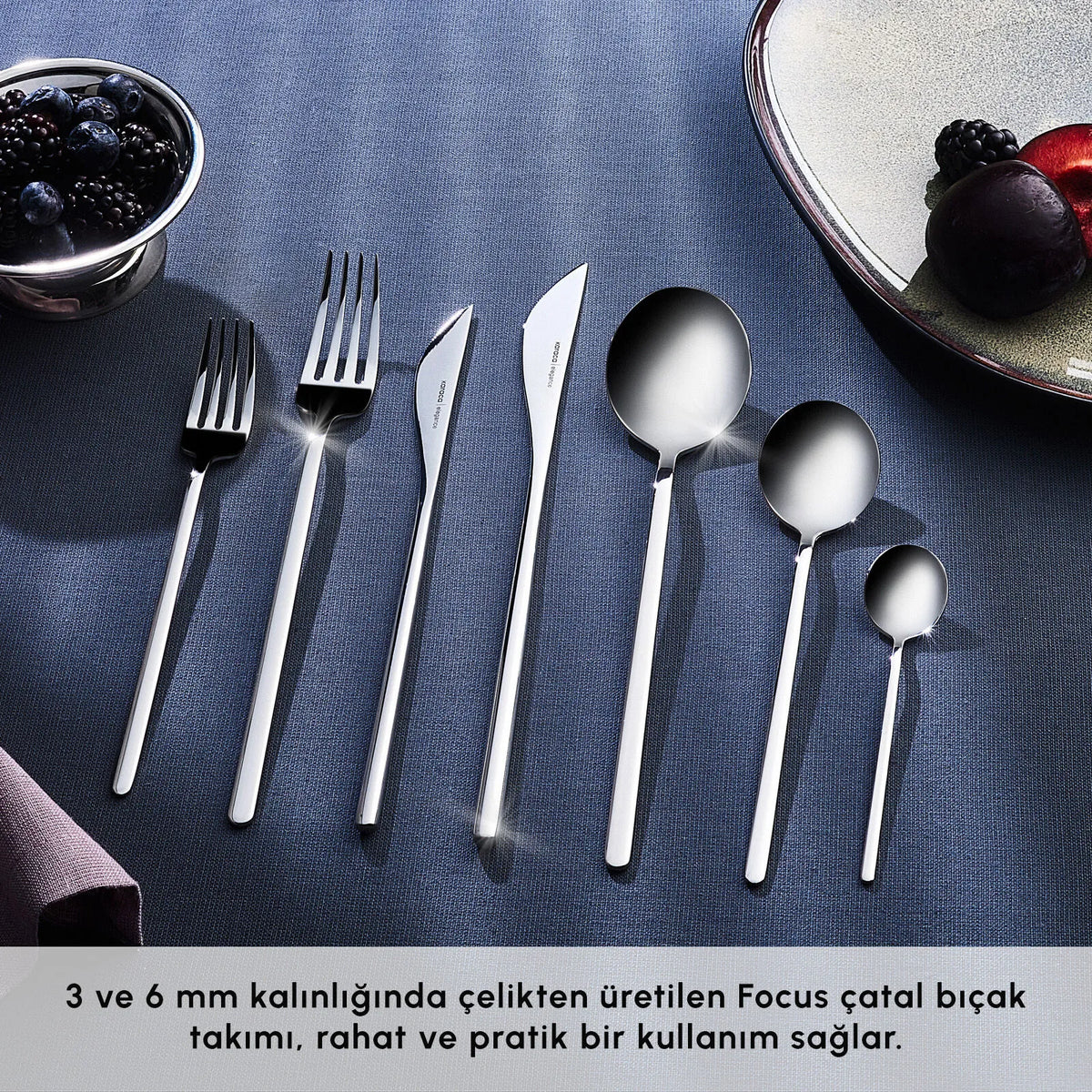 Karaca Elegance Focus Platin 12 Kişilik 84 Parça Çatal Kaşık Bıçak Takımı