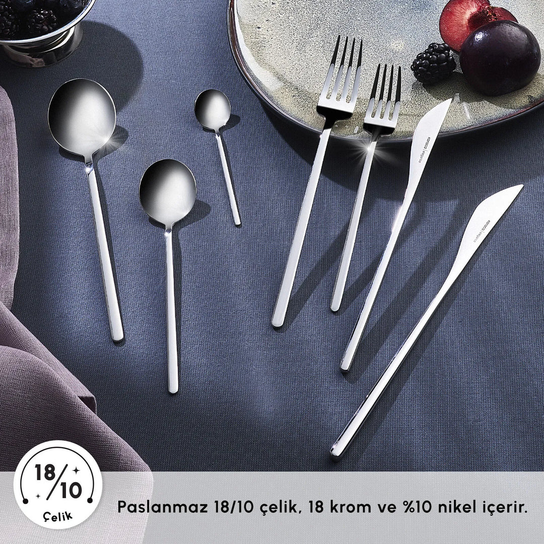 Karaca Elegance Focus Platin 12 Kişilik 84 Parça Çatal Kaşık Bıçak Takımı